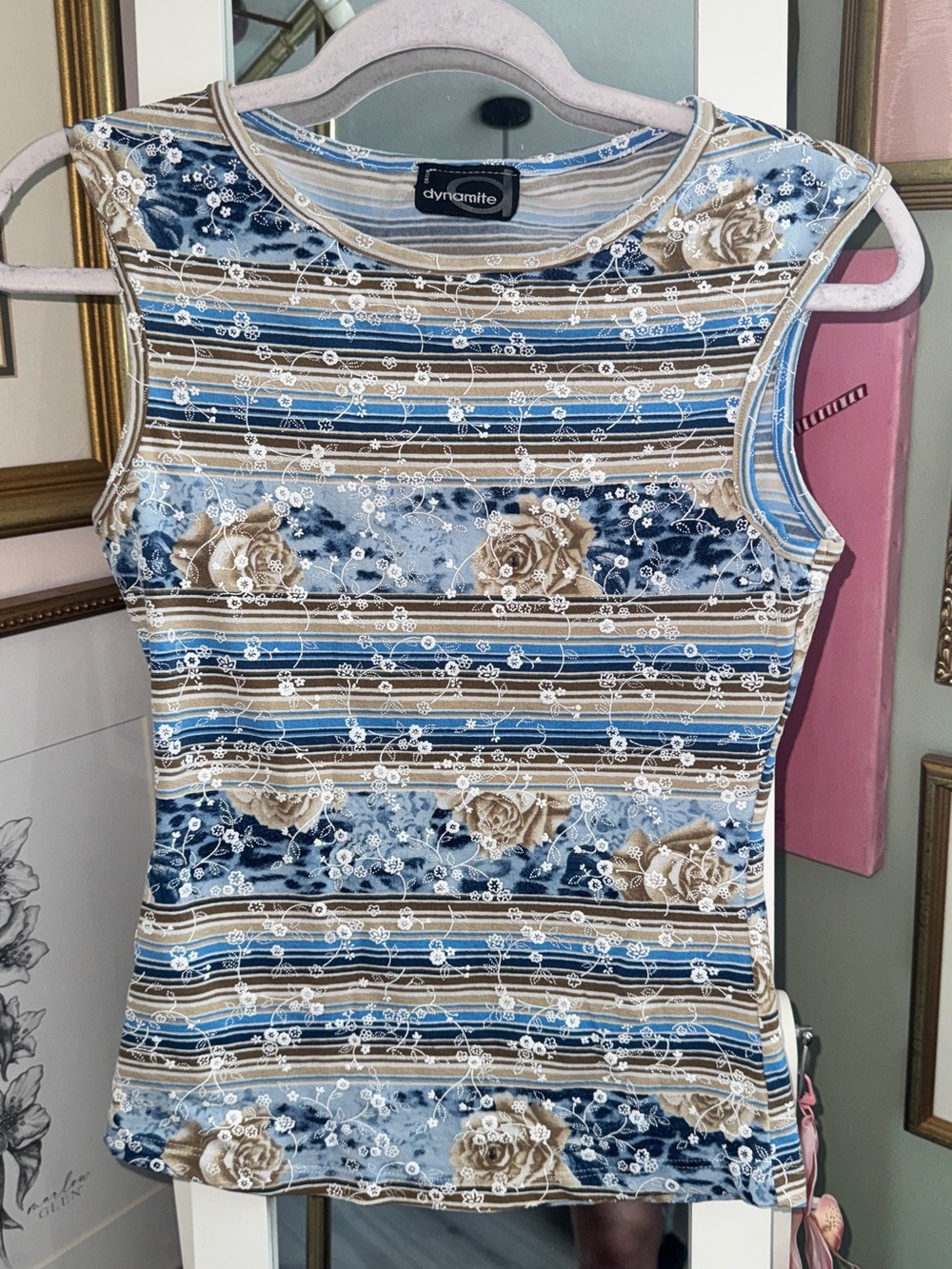 Dynamite Vintage Floral Stripped Tank